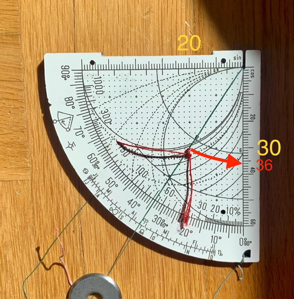 Abbildung 3. Die Seiten meines Dreiecks sind 20, 30 und 36.